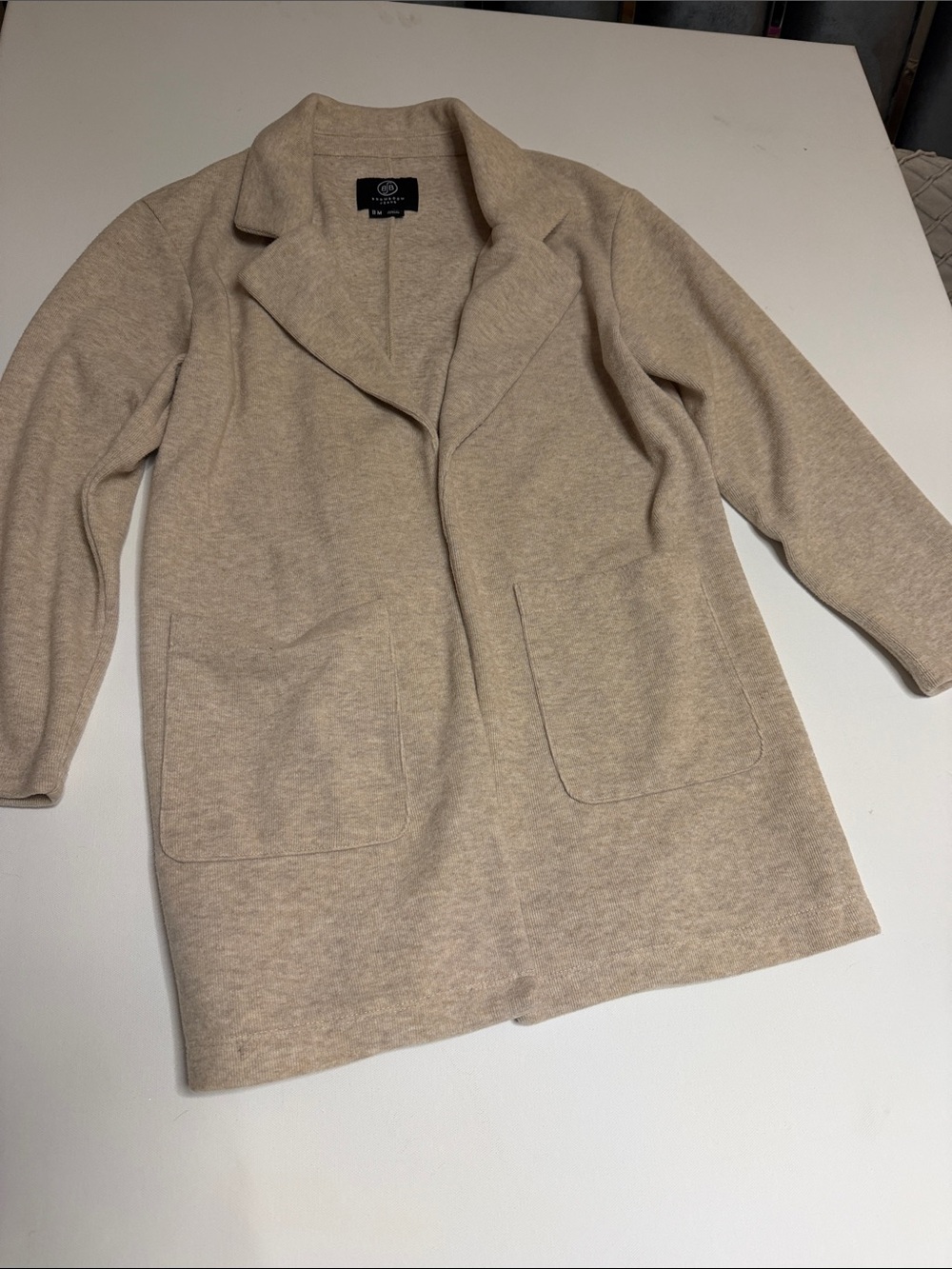 Boom Boom Jeans Beige Open-Front Blazer cardigan sweater blazer
